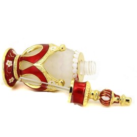 0.67oz Crown Shape Creative Perfume Bottle Metal and Glass Perfume Bottle Refillable Empty Aromatherapy Essential Oil Bottle (Red)