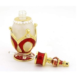 0.67oz Crown Shape Creative Perfume Bottle Metal and Glass Perfume Bottle Refillable Empty Aromatherapy Essential Oil Bottle (Red)