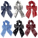 Cutewing Paisley Hair Scrunchies with Bow Hair Scarves Scrunchy Ponytail Holder Elastics Hair Bands Ribbon Hair Tie for Women Girls with 6PCS