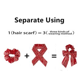 Cutewing Paisley Hair Scrunchies with Bow Hair Scarves Scrunchy Ponytail Holder Elastics Hair Bands Ribbon Hair Tie for Women Girls with 6PCS