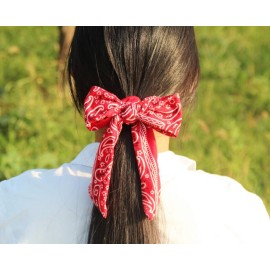 Cutewing Paisley Hair Scrunchies with Bow Hair Scarves Scrunchy Ponytail Holder Elastics Hair Bands Ribbon Hair Tie for Women Girls with 6PCS