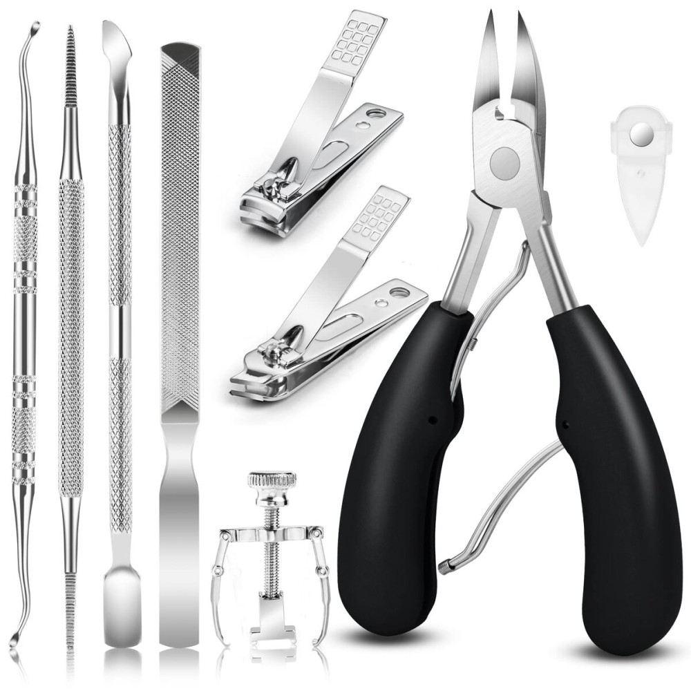 JTIEO 9 Pack Toenail Clippers, Ingrown Toenail Removal Kit, Heavy Duty Toe Nail Clippers for Thick Nail for Seniors, Professional Ingrown Toenail Tools Ingrown Toenail Clippers for Men (Black) JTIEO 9 Pack Toenail Clippers, Ingrown Toenail Removal Kit, Heavy Duty Toe Nail Clippers for Thick Nail for Seniors, Professional Ingrown Toenail Tools Ingrown Toenail Clippers for Men (Black)