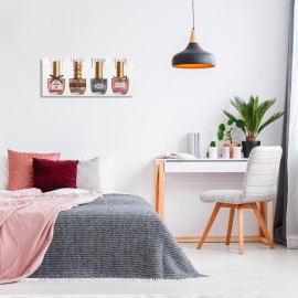 Stupell Industries Makeup Collection Nail Polish Pink Grey Red Fashion, Design by Artist Ziwei Li Wall Art, 13 x 30, Canvas