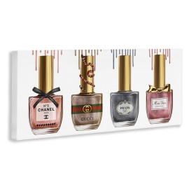 Stupell Industries Makeup Collection Nail Polish Pink Grey Red Fashion, Design by Artist Ziwei Li Wall Art, 13 x 30, Canvas