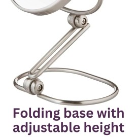 JERDON Folding Travel Makeup Vanity Mirror - Portable 6 Diameter with 10X-1X Magnification - Travel Storage Bag Included - Model MC450N JERDON Folding Travel Makeup Vanity Mirror - Portable 6 Diameter with 10X-1X Magnification - Travel Storage Bag Included - Model MC450N