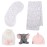 Lambs & Ivy 5 Piece Pink/Gray Plush Infant/Newborn Baby Gift Bag w/Swaddle