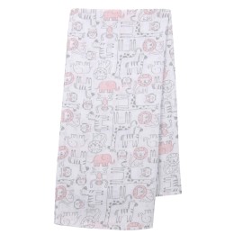 Lambs & Ivy 5 Piece Pink/Gray Plush Infant/Newborn Baby Gift Bag w/Swaddle