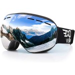 EXP VISION Snowboard Ski Goggles Men Women Youth, Anti Fog OTG Winter Snow Goggles Spherical Detachable Lens (Silver)