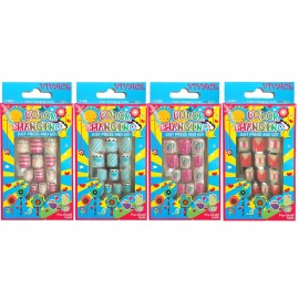 Vivace 4Pack 48Tips Color Changing Under Sun Fake Nails, Artificial Preglued Junior Sticker Nails 11460 etc (Sun 2)