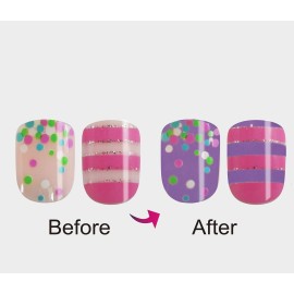 Vivace 4Pack 48Tips Color Changing Under Sun Fake Nails, Artificial Preglued Junior Sticker Nails 11460 etc (Sun 2)