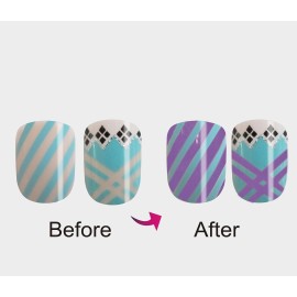 Vivace 4Pack 48Tips Color Changing Under Sun Fake Nails, Artificial Preglued Junior Sticker Nails 11460 etc (Sun 2)