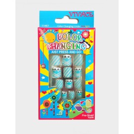 Vivace 4Pack 48Tips Color Changing Under Sun Fake Nails, Artificial Preglued Junior Sticker Nails 11460 etc (Sun 2)