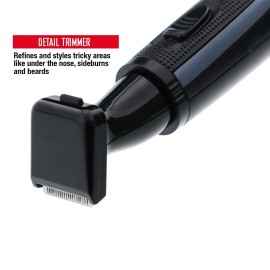 Barbasol Battery Powered Electric Ear and Nose Trimmer With Stainless Steel Blades, Foil Attachment, Detail Trimmer and Stand