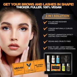 Eyebrow and Lash Lamination Kit | At Home DIY and Salon Use | 2in1 Professional Brow Lamination Kit and Lash Lift | Instant Lift For Fuller Eye Brows and Longer Eyelashes