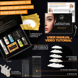 Eyebrow and Lash Lamination Kit | At Home DIY and Salon Use | 2in1 Professional Brow Lamination Kit and Lash Lift | Instant Lift For Fuller Eye Brows and Longer Eyelashes