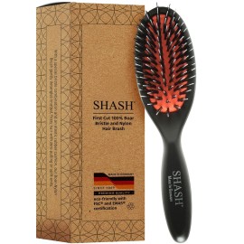 Since 1869 Hand Made In Germany - Nylon Boar Bristle Brush Suitable For Normal to Thick Hair Gently Detangles, No Pulling or Split Ends - Softens Improves Hair Texture, Stimulates (Extra Small)