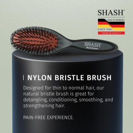 Since 1869 Hand Made In Germany - Nylon Boar Bristle Brush Suitable For Normal to Thick Hair Gently Detangles, No Pulling or Split Ends - Softens Improves Hair Texture, Stimulates (Extra Small)