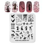 KADS Halloween Nail Plates Nail Stamp Templates Nail Art Stamping Kits with Pumpkin Ghost Skull Bat Image Plates for DIY Decoration (HA003)