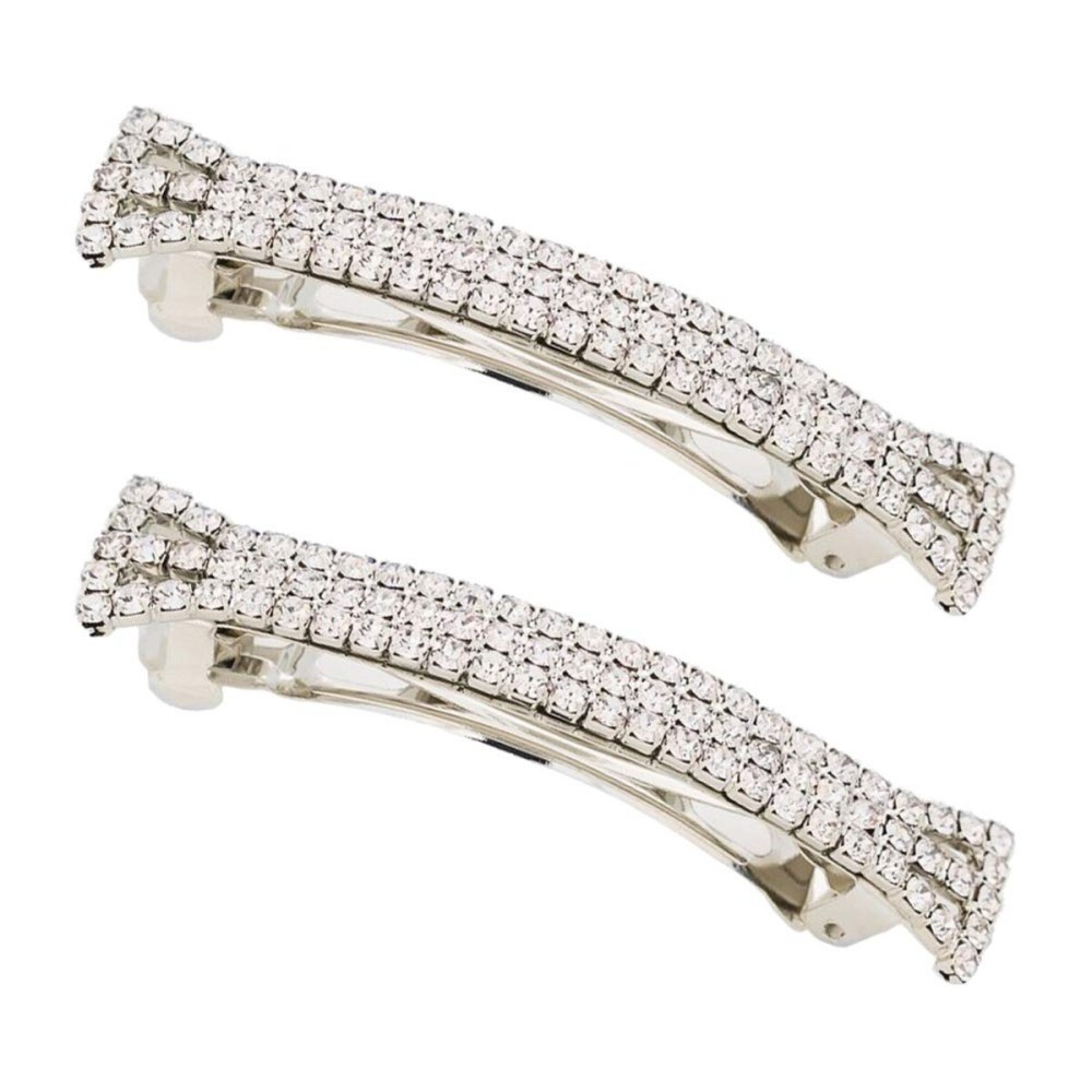 lasenersm Hair Clip, 2 Pieces Hair Accessory with Three Row Rhinestone Crystal, Hair Barrette Clip for Girls and Women, 2.75 in Length, Silver lasenersm Hair Clip, 2 Pieces Hair Accessory with Three Row Rhinestone Crystal, Hair Barrette Clip for Girls and Women, 2.75 in Length, Silver