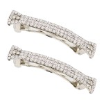 lasenersm Hair Clip, 2 Pieces Hair Accessory with Three Row Rhinestone Crystal, Hair Barrette Clip for Girls and Women, 2.75 in Length, Silver