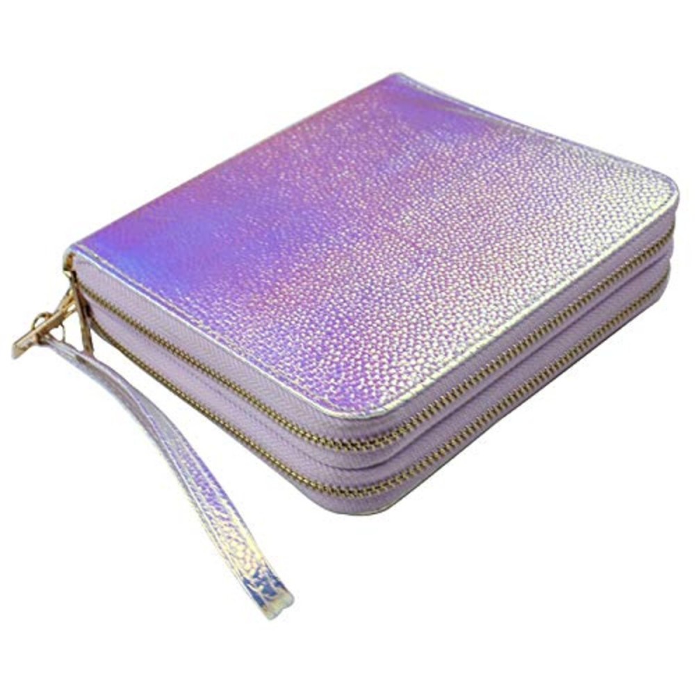 FingerAngel 120 Slots Nail Stamping Plate Holder Case Laser Style Rectangular Manicure Nail Art Plate Organizer with Double Zipper Nail Template Case (A)