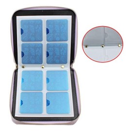 FingerAngel 120 Slots Nail Stamping Plate Holder Case Laser Style Rectangular Manicure Nail Art Plate Organizer with Double Zipper Nail Template Case (A)