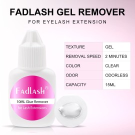 Eyelash Extension Remover Non-irritating Lash Remover for Lash Extensions Fast Action Dissolves Eyelash Remover FADLASH Eyelash Extensions Glue Remover 10ml Gel Remover for Eyelash Extensions
