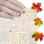 Kalolary Autumn Fall Nail Art Stickers Decals Maple Leaves Decals 3D Nail Stickers Harvest Pumpkin Maple Leaves Sunflower Squirrel for Women Girls Kids DIY Nail Design-12 Sheets