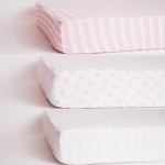 NODNAL CO. 3 Fitted Crib Sheets Pink Set for Baby Girl - 100% Oeko-TEX Cotton Nursery Bedding - Pink/White Chevron, Polka Dot, and Stripe - for Standard Baby or Toddler Crib Mattress 28x52x9 Sheet