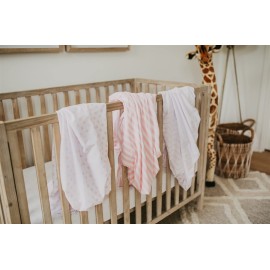 NODNAL CO. 3 Fitted Crib Sheets Pink Set for Baby Girl - 100% Oeko-TEX Cotton Nursery Bedding - Pink/White Chevron, Polka Dot, and Stripe - for Standard Baby or Toddler Crib Mattress 28x52x9 Sheet