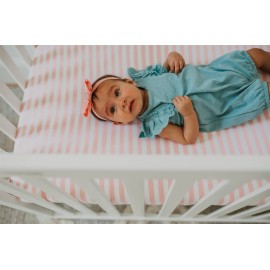 NODNAL CO. 3 Fitted Crib Sheets Pink Set for Baby Girl - 100% Oeko-TEX Cotton Nursery Bedding - Pink/White Chevron, Polka Dot, and Stripe - for Standard Baby or Toddler Crib Mattress 28x52x9 Sheet