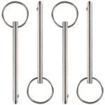 4 Pack Quick Release Pin, Diameter 1/4(6.3mm), Overall Length 3.75(95mm), Usable Length 3(76mm), Full 316 Stainless Steel, Bimini Top Pin, Marine Hardware