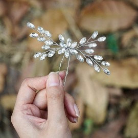 Unicra Bride Wedding Crystal Hair Pins Bridal Hair Pieces Wedding Hair Accessories for Women and Girls Pack of 1 (Silver) Unicra Bride Wedding Crystal Hair Pins Bridal Hair Pieces Wedding Hair Accessories for Women and Girls Pack of 1 (Silver)