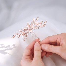 Unicra Bride Wedding Crystal Hair Pins Bridal Hair Pieces Wedding Hair Accessories for Women and Girls Pack of 1 (Rose Gold) Unicra Bride Wedding Crystal Hair Pins Bridal Hair Pieces Wedding Hair Accessories for Women and Girls Pack of 1 (Rose Gold)