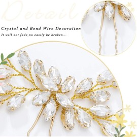 Unicra Bride Wedding Crystal Hair Pins Bridal Hair Pieces Wedding Hair Accessories for Women and Girls (Pack of 1) (Gold) Unicra Bride Wedding Crystal Hair Pins Bridal Hair Pieces Wedding Hair Accessories for Women and Girls (Pack of 1) (Gold)