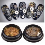 XINGZI 2Box (200-300PCS) Mixed Pattern Ultra-thin 3D Metal Steampunk Gears Charms DIY Pendant Clock Watch Wheel Gear Nail Studs Nail Art Decorations Alloy Manicure DIY Nail Tips Accessories