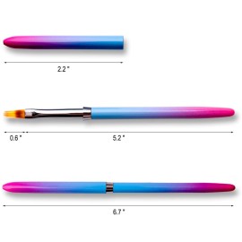 SILPECWEE 1Pc Acrylic Nail Ombre Brush Kolinsky Gradient Design Handle UV Gel Polish Nail Art Painting Lace Pen Manicure Salon Tools