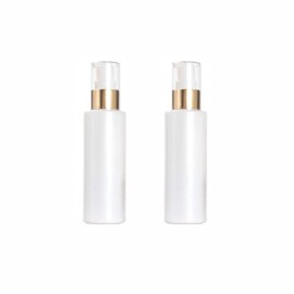 2Pcs 100ML/3.3 oz Empty Refillable Glass Lotion Bottles Pump Press Bottle White Upscale Travel Cosmetic Container Dispenser for Foundation Essential Oils Cream