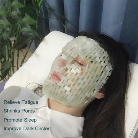 RODEREK Natural Jade face Mask, Hot or Cold Therapy Jade Mask for Relieving Face & Eye Puffiness Migraine, Beauty Massage Tools for Face Cooling Massager, Yoga Meditation Tools (Xiuyan Jade)