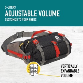 Sierra Designs Flex Lumbar Waist Pack, 3-6L Peat, Hiking Waist Bag With Water Bottle Holder, Adjustable Volume, and More