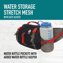Sierra Designs Flex Lumbar Waist Pack, 3-6L Peat, Hiking Waist Bag With Water Bottle Holder, Adjustable Volume, and More