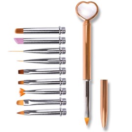 SILPECWEE 10-Piece Nail Art Brush Set - Nylon Head, Acrylic Handle - Multiple Brush Types for Nail Art, UV Gel, Makeup - Easy Storage - Perfect for Professionals and Beginners