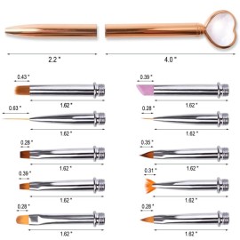 SILPECWEE 10-Piece Nail Art Brush Set - Nylon Head, Acrylic Handle - Multiple Brush Types for Nail Art, UV Gel, Makeup - Easy Storage - Perfect for Professionals and Beginners