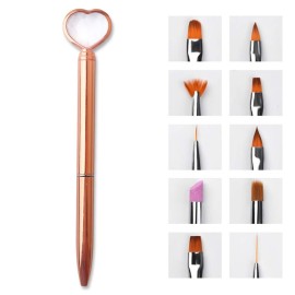 SILPECWEE 10-Piece Nail Art Brush Set - Nylon Head, Acrylic Handle - Multiple Brush Types for Nail Art, UV Gel, Makeup - Easy Storage - Perfect for Professionals and Beginners