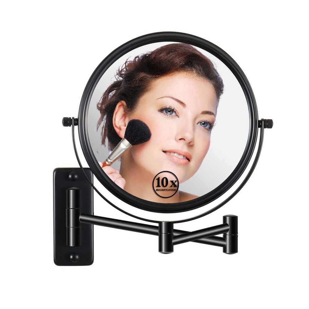 LANSI Wall Mounted Magnifying Makeup Mirror with 1X 10X Magnification and Extendable Arm, 8 Inch Double Sided Vanity Mirror for Bathroom, Wall Mirror for Teen Girls, Women, Matte Black LANSI Wall Mounted Magnifying Makeup Mirror with 1X 10X Magnification and Extendable Arm, 8 Inch Double Sided Vanity Mirror for Bathroom, Wall Mirror for Teen Girls, Women, Matte Black