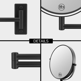 LANSI Wall Mounted Magnifying Makeup Mirror with 1X 10X Magnification and Extendable Arm, 8 Inch Double Sided Vanity Mirror for Bathroom, Wall Mirror for Teen Girls, Women, Matte Black LANSI Wall Mounted Magnifying Makeup Mirror with 1X 10X Magnification and Extendable Arm, 8 Inch Double Sided Vanity Mirror for Bathroom, Wall Mirror for Teen Girls, Women, Matte Black