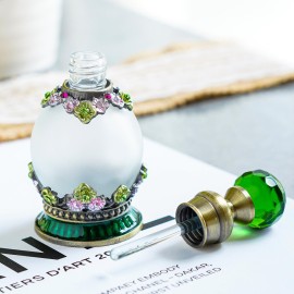YU FENG Flower Perfume Bottles Empty Vintage Fancy Decorative Crystal Glass Perfume Vial(15ml,Green)