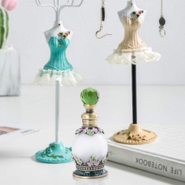 YU FENG Flower Perfume Bottles Empty Vintage Fancy Decorative Crystal Glass Perfume Vial(15ml,Green)