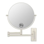 LANSI Wall Mounted Makeup Mirror, 1x/10x Double-Side Magnifying Mirror 8 Inch Vanity Mirror, 360 Extendable Arm Wall Mirror, Bathroom Mirror for Makeup or Shaving Nickel