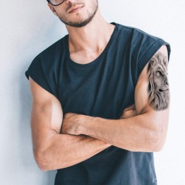 Lion Tattoos 4-Sheet Full Sleeve and 4-Sheet Half Sleeve Sticker Makeup Props for Men, Women & Kids